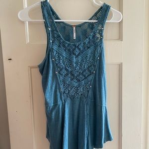 Free People Flowy Blue Shirt